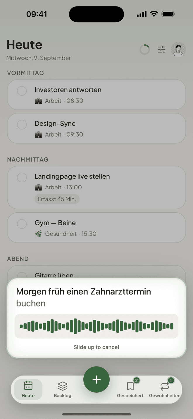 Taski hört eine gesprochene Aufgabe und macht daraus eine Aktivität
